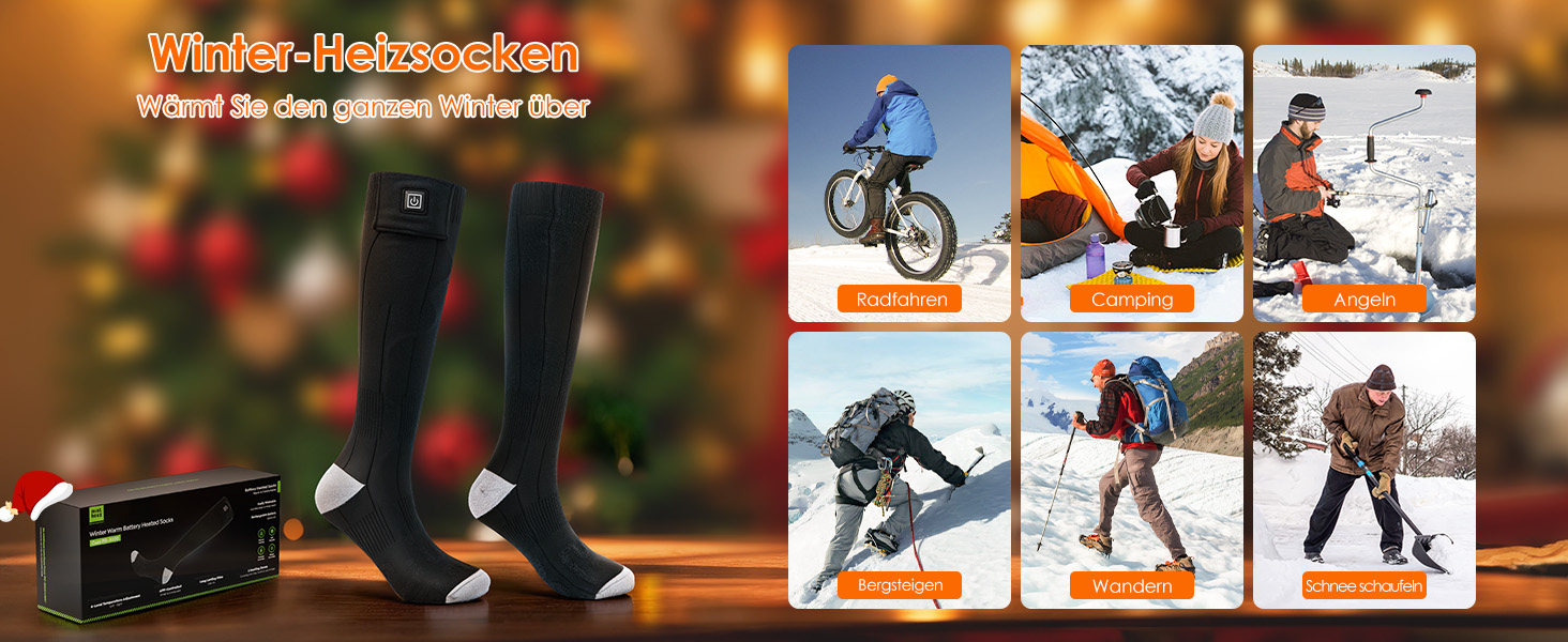 Гріючі шкарпетки Minthouz з керуванням через додаток для чоловіків та жінок | 4 режими нагріву & акумулятор 7,4V 3000mAh для тривалої теплоти | Можна прати в машині & перезаряджаються | Для активного відпочинку, походів, катання на лижах, кемпінгу