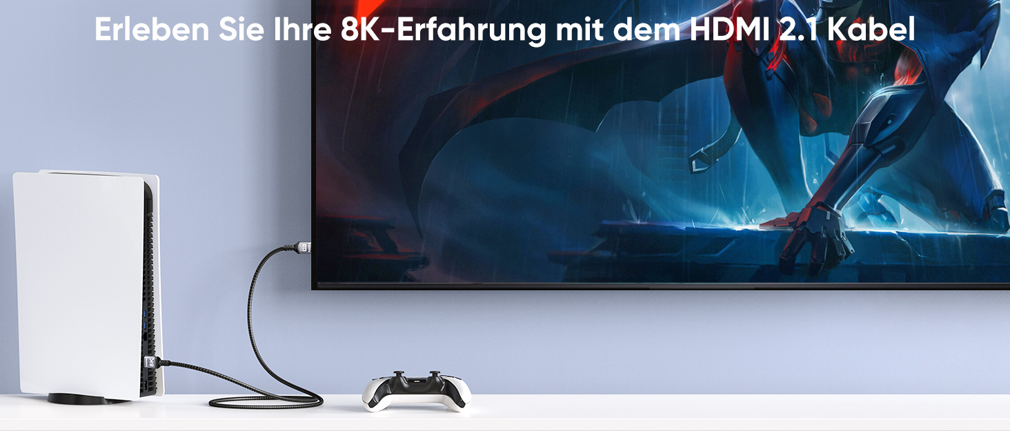 HDMI 2.1 кабель Snokco 10K 8K 3 метри, сертифікований, 48Gbps, Ultra High Speed, 4K 240Hz, 8K 60Hz, eARC, HDCP 2.3, DTS:X, HDR10+, для TV, монітора, проектора, Roku, PS5, X-box