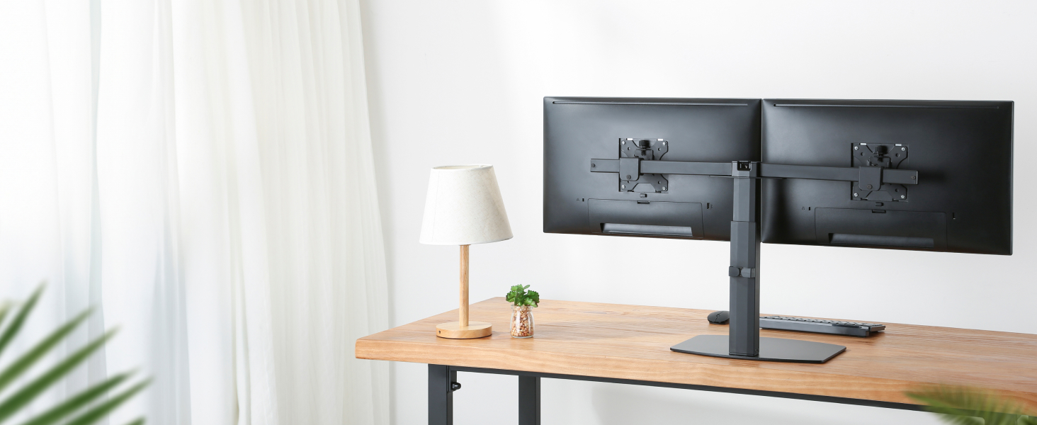 Підставка для монітора RICOO TS4111 для 2 моніторів, газ-амортизатор, 13-27 дюймів