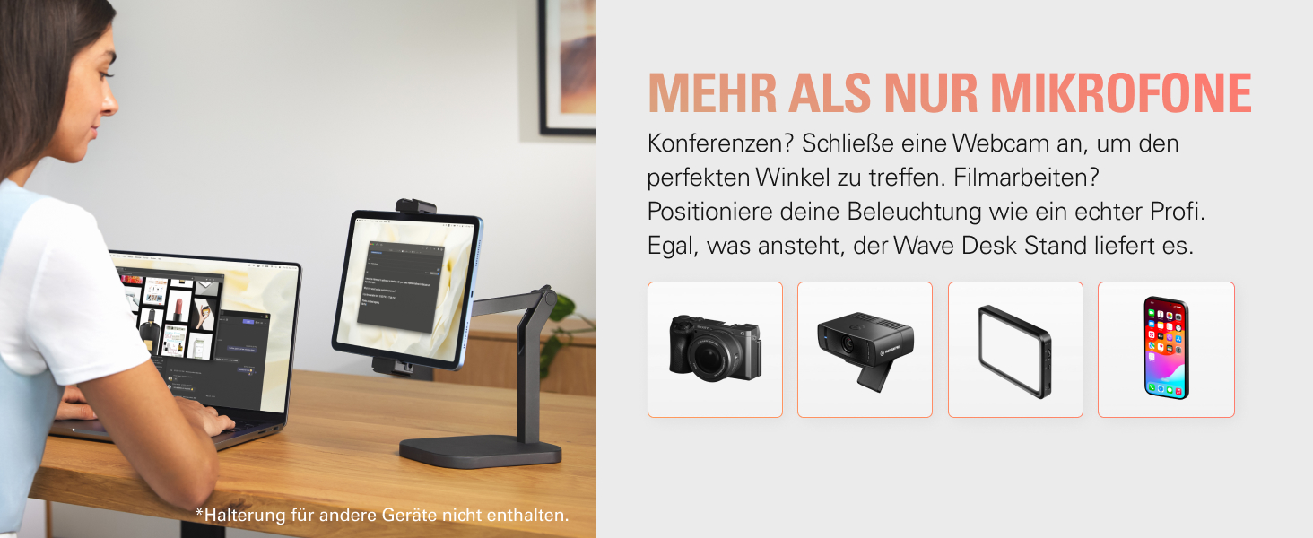 Elgato Wave Desk Stand: Регульована підставка для мікрофона, сумісна з HyperX, Rode, Fifine, Shure та іншими. Підходить для запису та подкастингу.