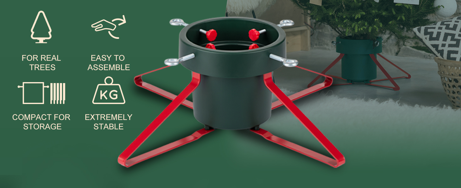 Підставка для ялинки з водою PUDO: міцна, для ялинок до 2,5м, зелений колір
