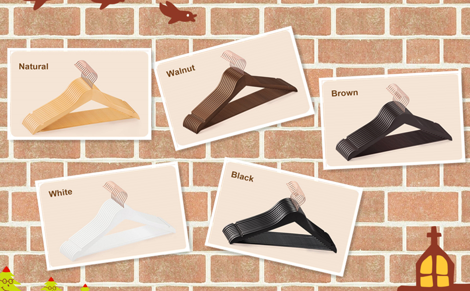 Дерев'яні вішалки для одягу HOUSE DAY, 32 шт., чорні, стабільні, обертаються, ширина 44,5 см, з вирізом, гачки рожевого золота