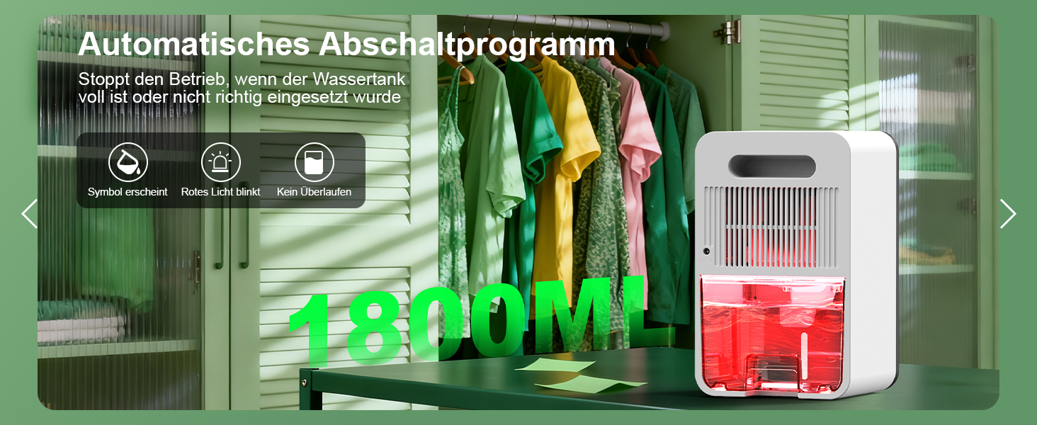 Електричний осушувач повітря автоматичний 1800 мл з функцією відтавання, таймером та LED-дисплеєм для спальні, ванної кімнати та шафи (650 мл/24 год)