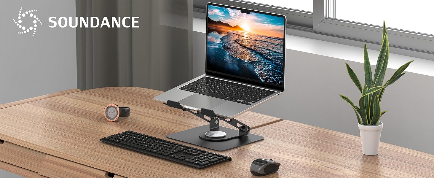 Підставка для ноутбука Soundance: регульована висота, 360° обертання, для екранів 10-15.6 дюймів, чорний A-Black