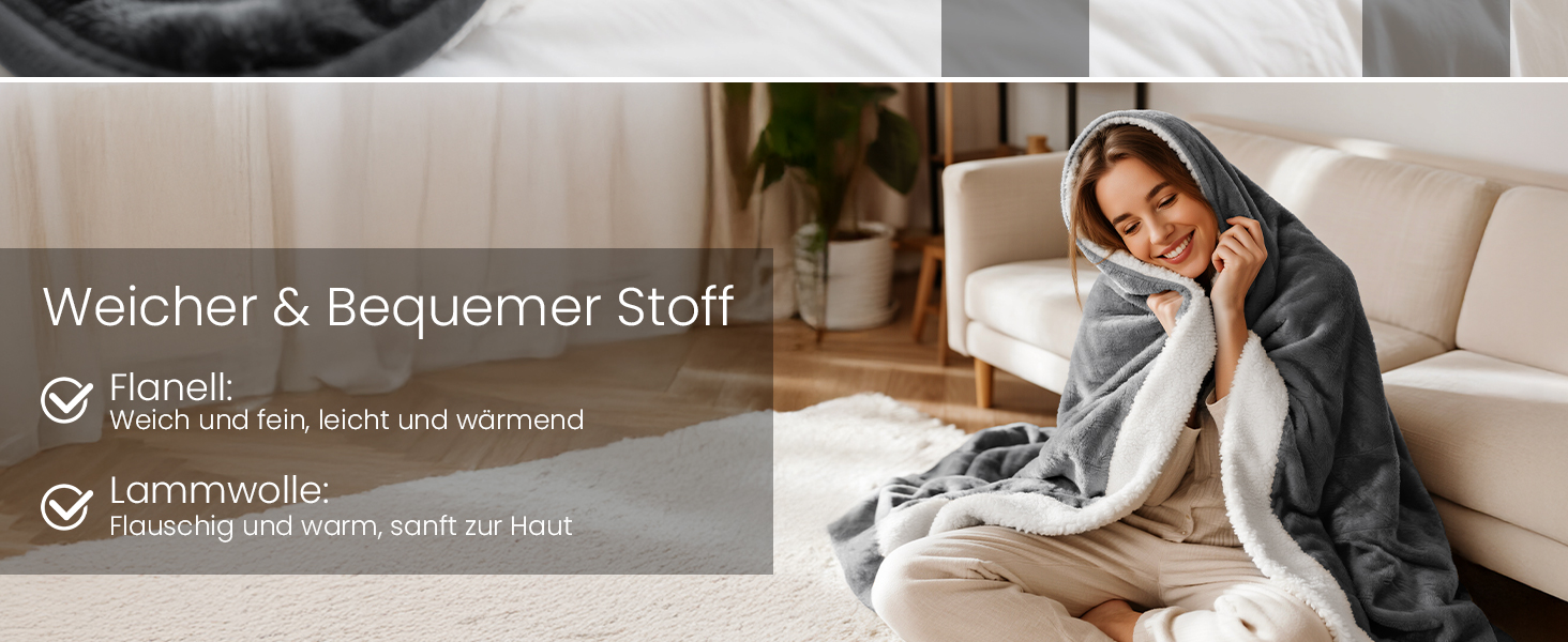 Електрична ковдра Dnenellr XXL 200x180 см з автоматичним вимкненням, 6 режимів нагріву, захист від перегріву, пральна, для ліжка та дивана