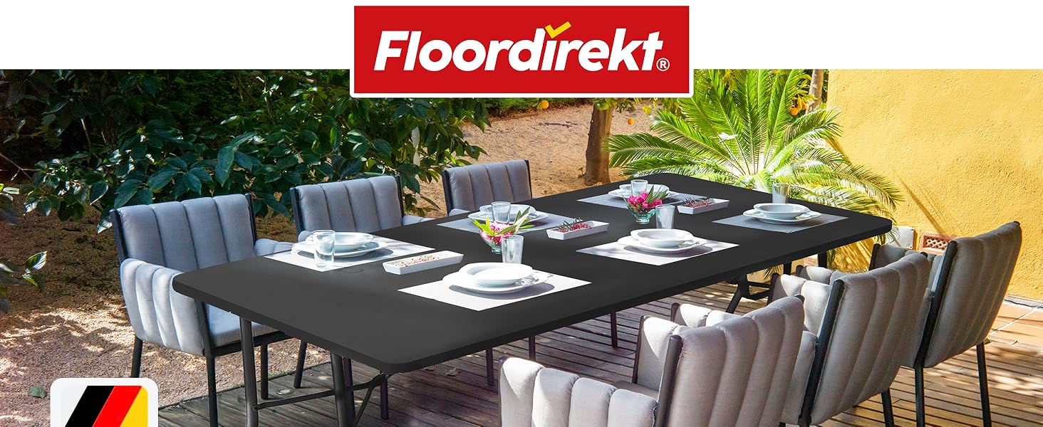 Складний буфетний стіл Floordirekt Kyoto 180x73 см пластиковий для саду, тераси, балкону, кемпінгу на 6 осіб