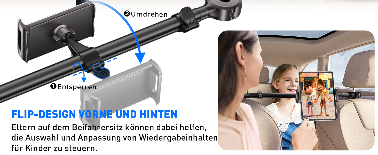 Тримач для планшета TRYONE в авто - регульований, універсальний, для iPad, Samsung Tab, Switch, телефонів (4.7-16.1 дюймів)