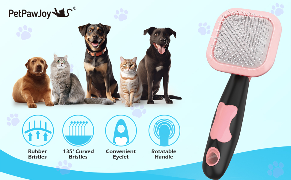 Щітка для догляду за шерстю собак, м'яка, для видалення шерсті, підходить для маленьких собак, цуценят, Йоркширських тер'єрів, пуделів, кроликів, котів (рожева)