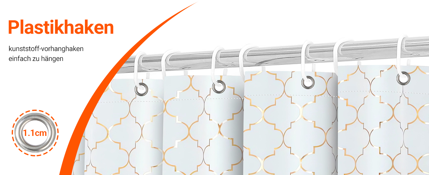 Штора для душу 180x200 см Phnom Penh Квіти, антигрибкова, водовідштовхувальна, поліестер, з кільцями (1 шт)