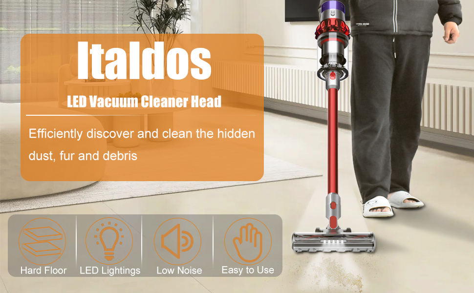 Італдос Турбощітка електрична для пилососів Dyson V7 V8 V10 V11 V15 з LED-підсвічуванням