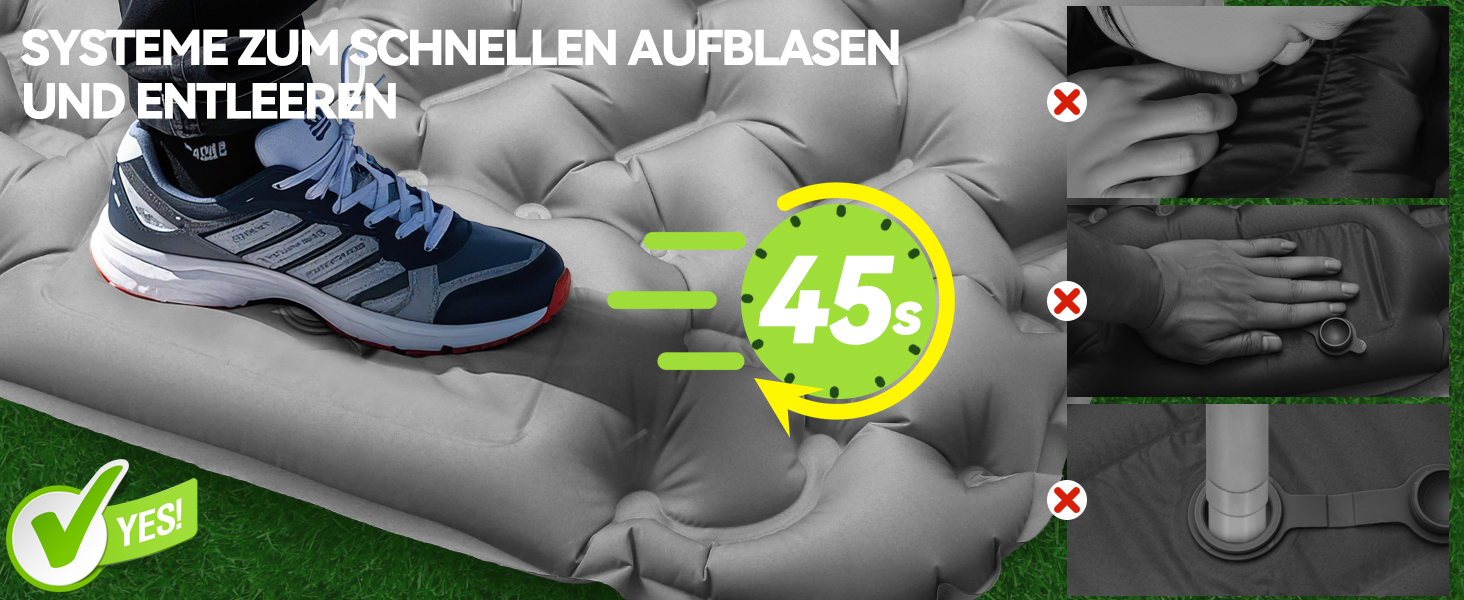 Каремат туристичний надувний Isomatte 9 см, 200x68 см, з подушкою, водонепроникний - для кемпінгу, походів, пляжу (Сірий)