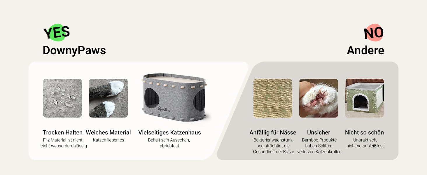 Будиночок для котів з фетру, лежанка для котів, будиночок-печеричка, 58 x 33 x 30 см, ігровий, зимовий, захист кігтів, сірий (один)