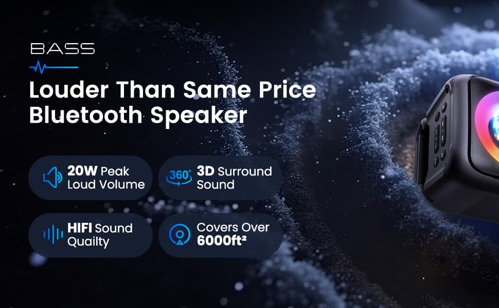 Караоке машина з 2 мікрофонами Bluetooth: портативна колонка з LED підсвіткою для дорослих та дітей, чорна