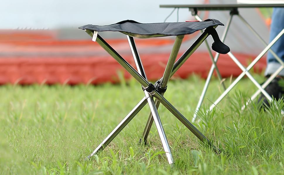 TRIWONDER Складний туристичний стільчик для кемпінгу, риболовлі та відпочинку на природі (Чорний, S)