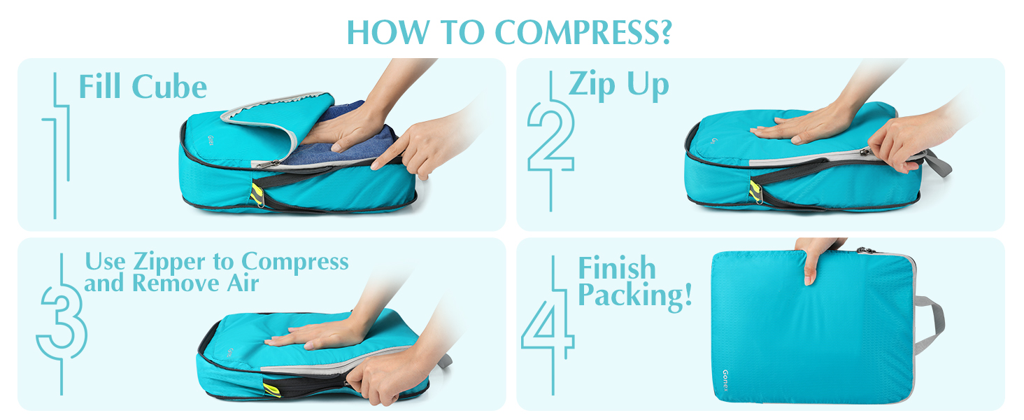 Органайзери для валізи Gonex (4 шт.) - набір кубиків для пакування, колір помаранчевий