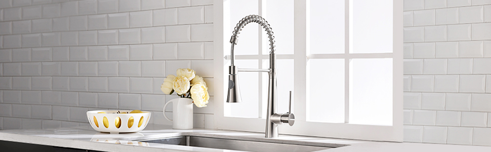 Кухонний змішувач TIMACO з гнучким гусаком, поворотний на 360°, з нержавіючої сталі, з щіткою, для кухні