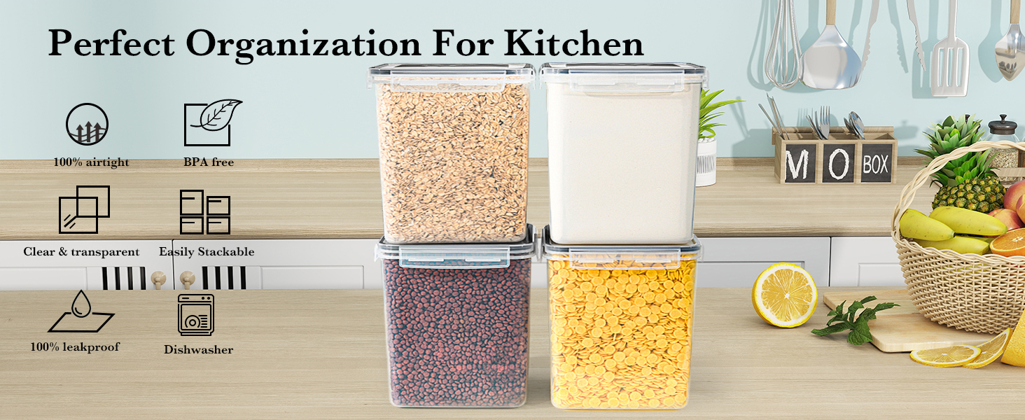 Набір контейнерів для зберігання GoMaihe, 2.5л*6 шт + 5.2л*4 шт. Герметичні контейнери для кухні, органайзери для продуктів, зберігання круп, кави, макаронів