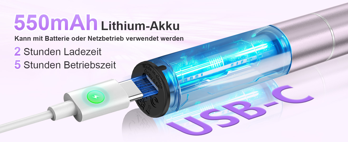 Електричний фрезер для нігтів бездротовий - 12 в 1, 35000 об/хв, для гелю, акрилу, манікюру та педикюру, фіолетовий