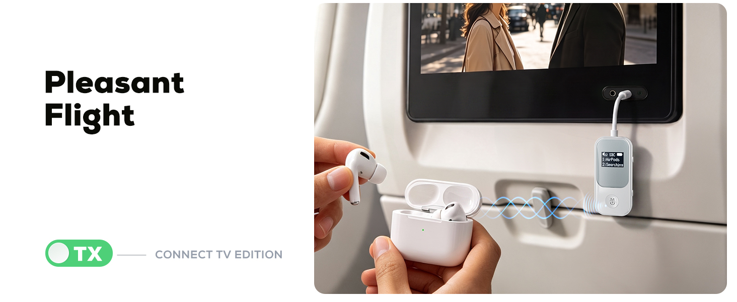 Bluetooth-адаптер Nulaxy BR08 (Трансмітер та Ресивер) з дисплеєм для навушників та AirPods, червоний