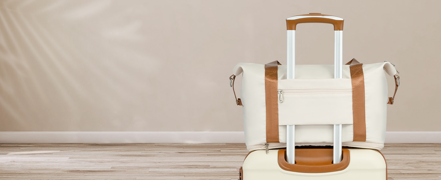 Набір валіз COOLIFE 6 шт: 16', 20', 24', 28' + сумка та органайзер | ABS, 360° колеса, TSA-замок. Ідеально для подорожей, відпочинку та навчання. Білий/Коричневий (Набір ручної поклажі 3 шт, Жовтий/Чорний)