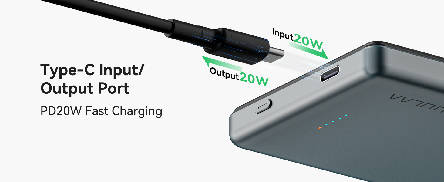 Power Bank Kuulaa MagSafe 10000 mAh 20W, Тонкий Пауербанк для iPhone 16/15/14/13, Колір Space Grey