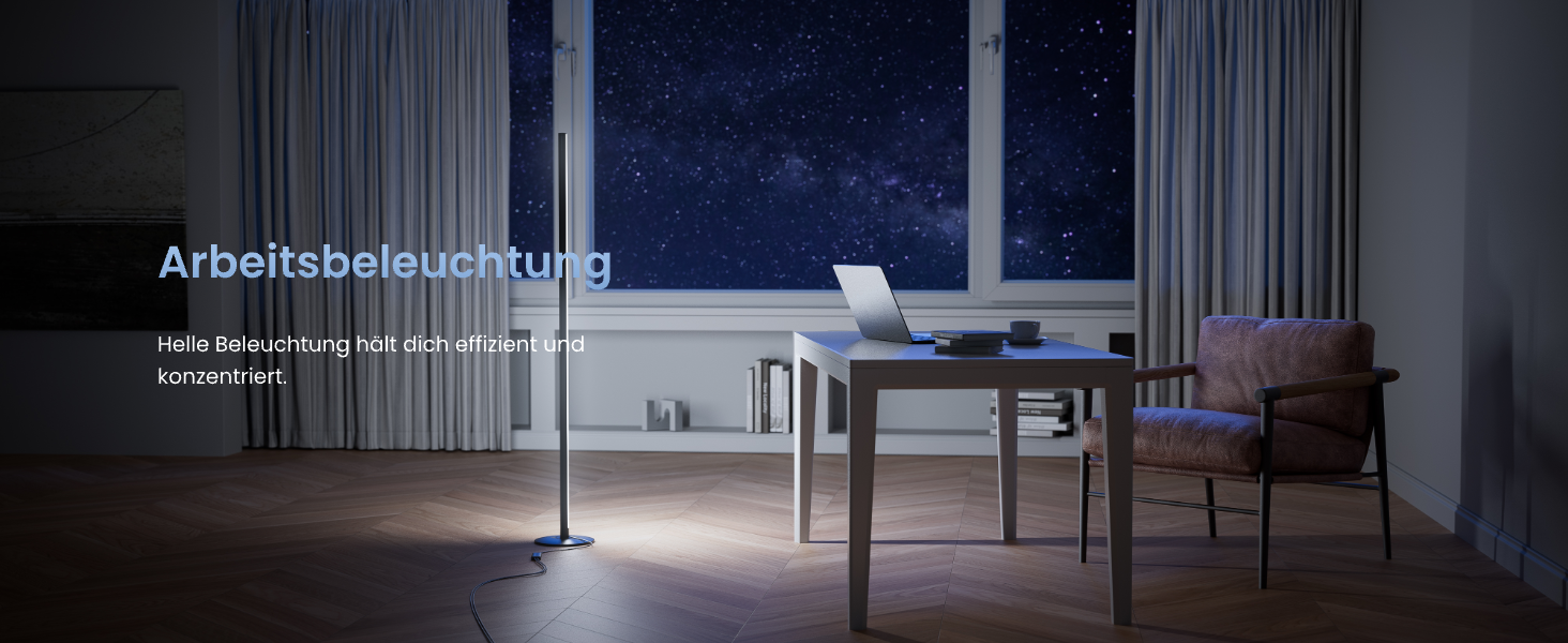 SwitchBot LED торшер для вітальні з RGBCC, керування через додаток, сумісний з Apple Home, Alexa, Google Home, чорний, з режимами сцени та музики