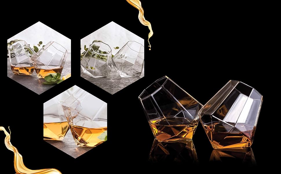 Набір келихів для віскі Diamant Gläser (2 шт.), жовті, обертаються, у подарунковій коробці