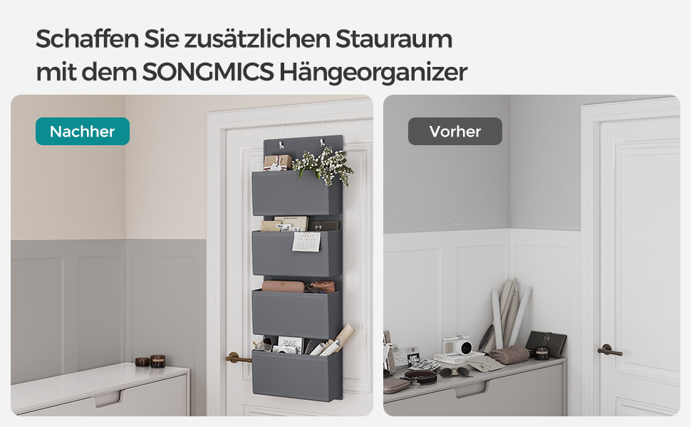 Органайзер для шафи SONGMICS з 4 кишенями, 12 x 33,5 x 100 см, сірий