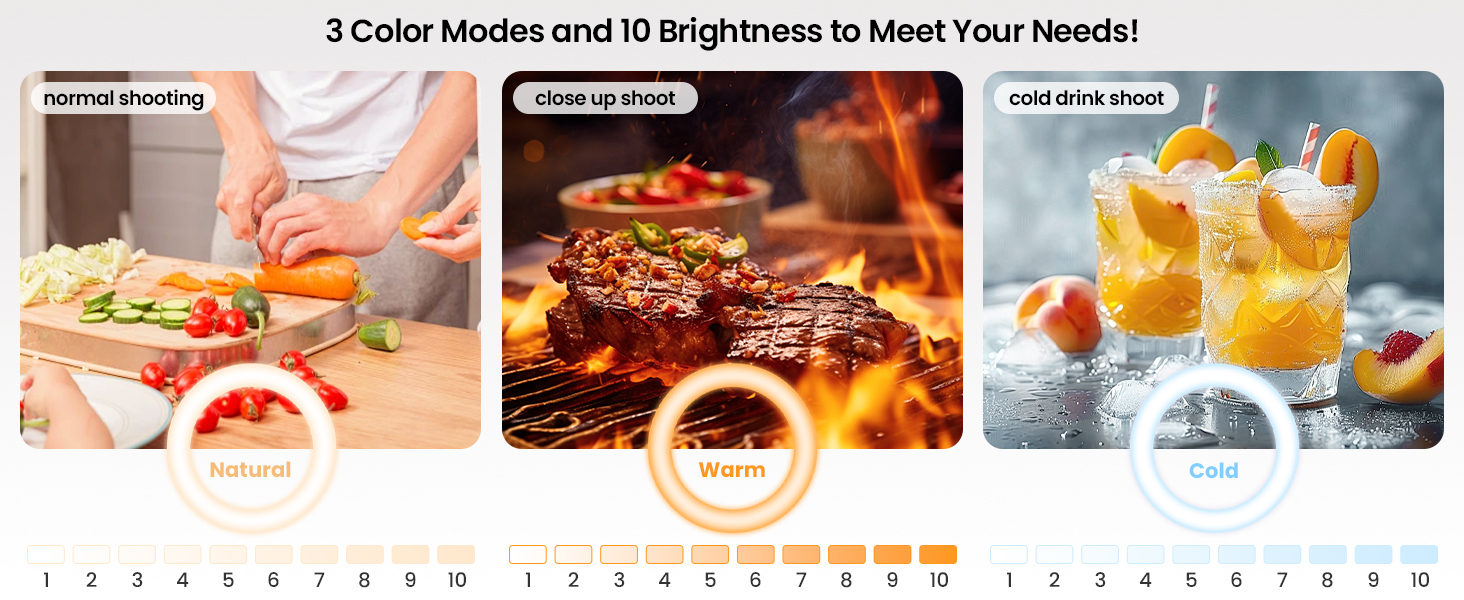 Настільний штатив з кільцевим світлом для кухні та фуд-відео – 10 дюймів | Штатив з кільцевим світлом для зйомки їжі, рецептів, відео та стріму