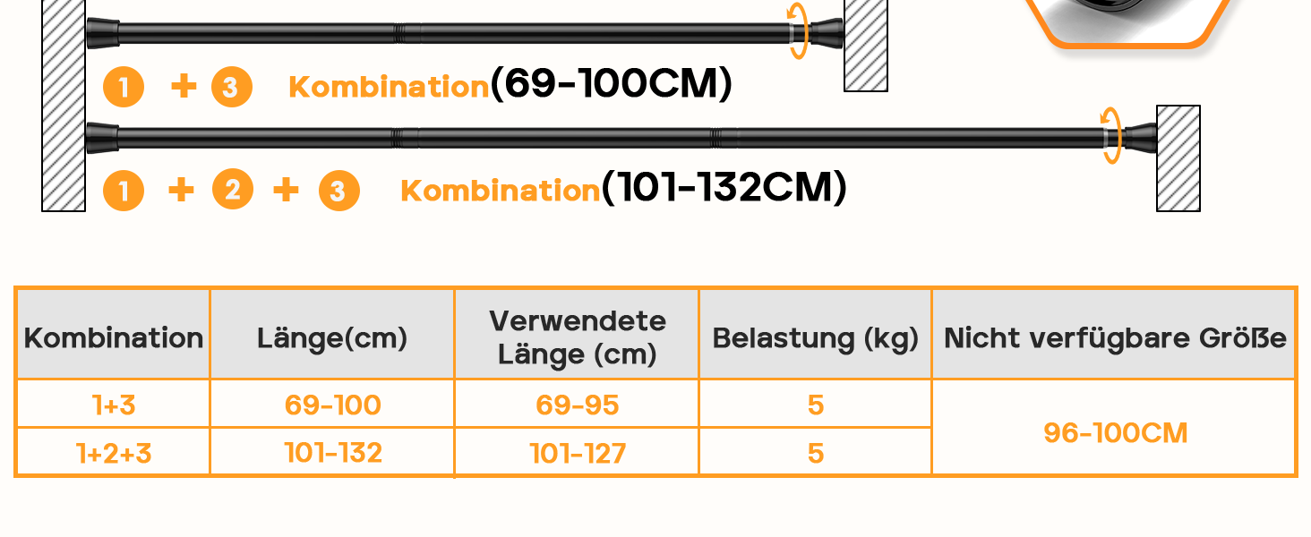 Тelescopic штанга для карниза без свердління 120-200 см - для штор, душових перегородок, вікон, ванної кімнати. Нержавіюча сталь, регульована клямка.