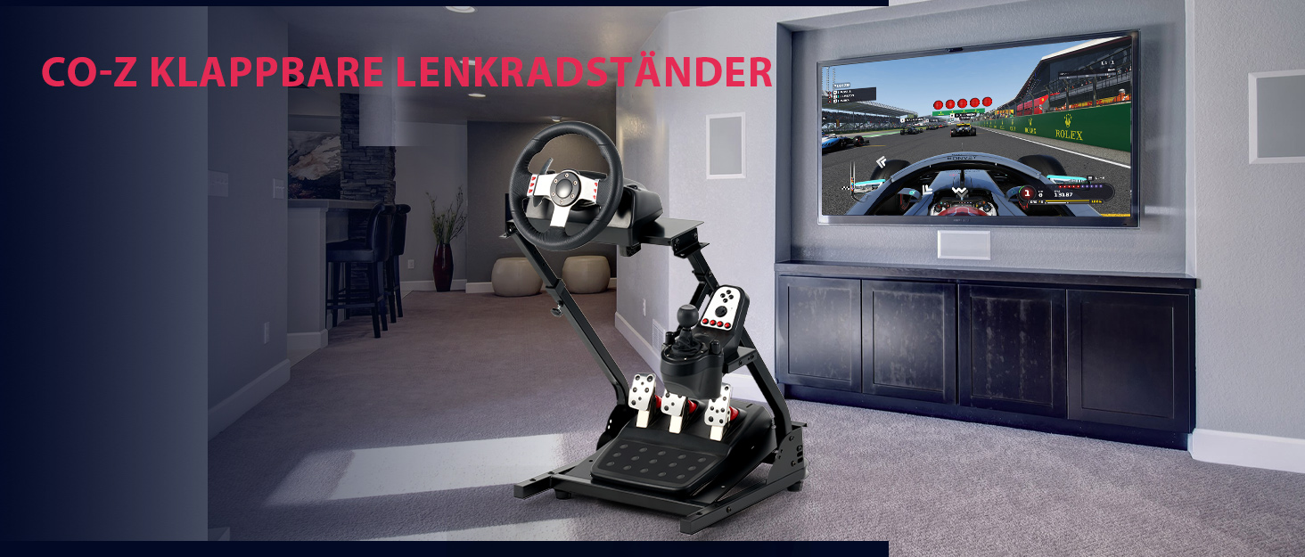 Стенд для керма CO-Z WS02-24: сумісний з Logitech G920/G27/G25/G29, Thrustmaster T80/T150/TX/F430, з кріпленням для перемикача передач, регульована висота, для гоночних симуляторів
