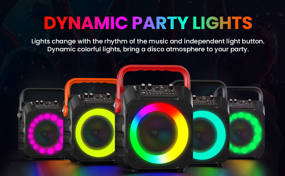 Wowstar Караоке Машина з 2 Бездротові Мікрофони, Портативна Bluetooth Колонка з Світловим Ефектом, Підтримка TF/USB, FM, Запис, AUX, TWS для Вечірок, Дня Народження (Червона)