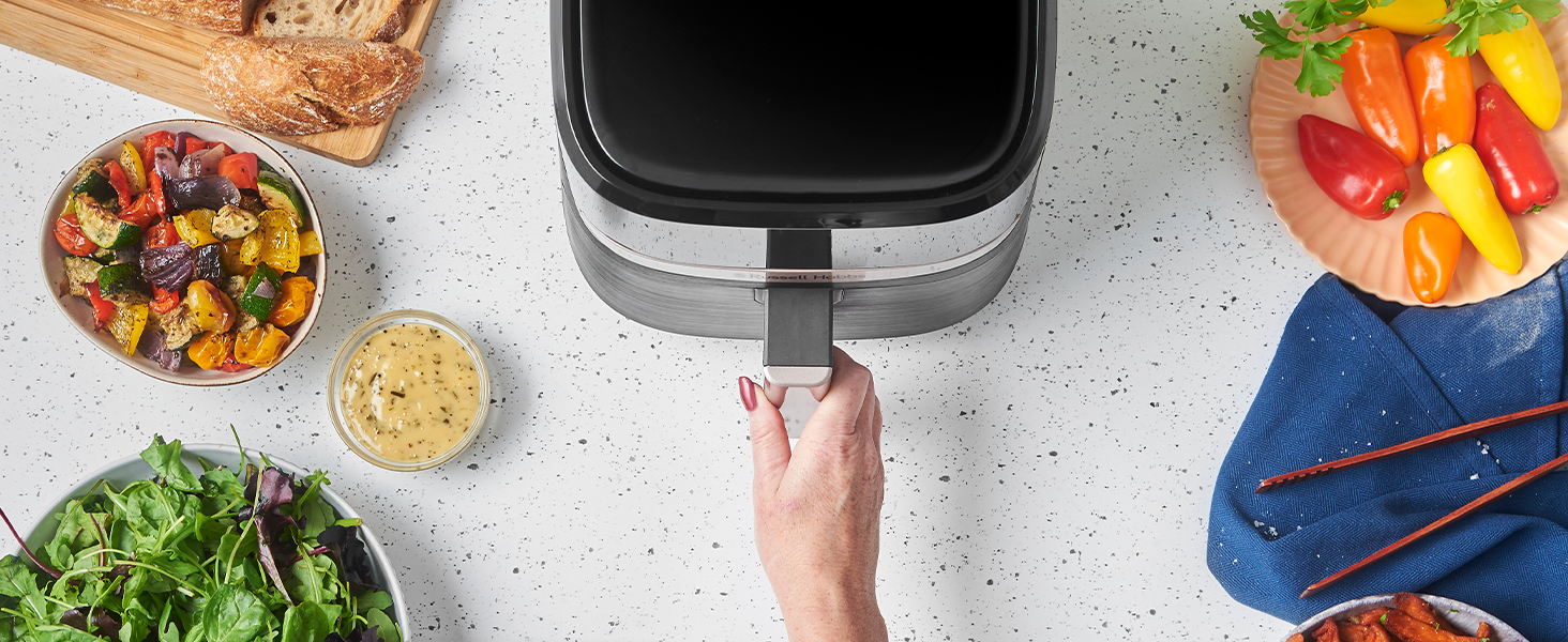 Russell Hobbs Rapid Air Fryer 4.3L - Quiet & Compact Air Fryer with 9 Programs, Touchscreen, Grill, Bake & Fry
