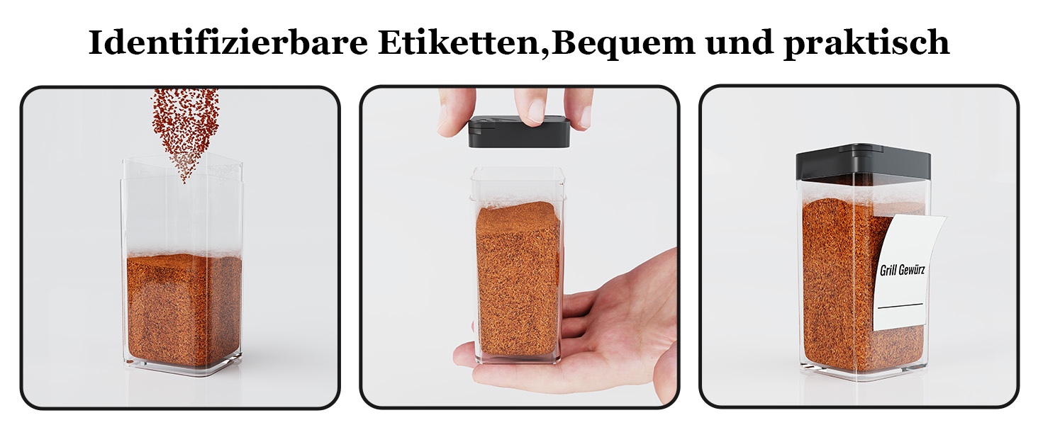 Набір баночок для спецій кутовий 12 шт. по 120 мл з кришкою, чорний
