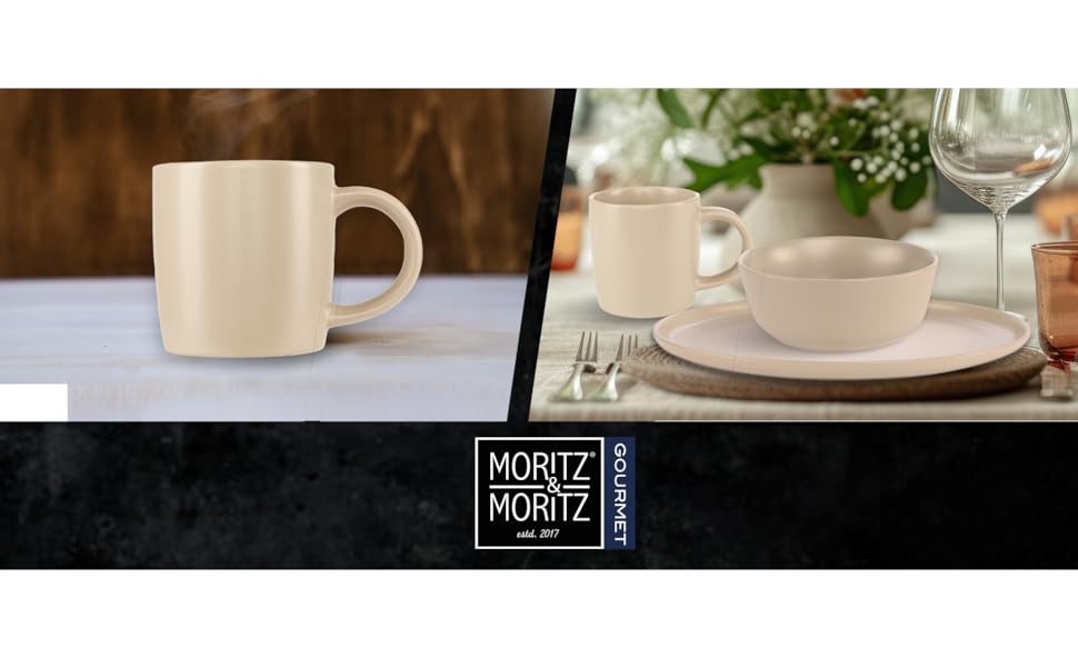 Набір кавових чашок Moritz & Moritz NORDIC, 6 шт., бежевий (taupe), 300 мл, кераміка, з ручкою