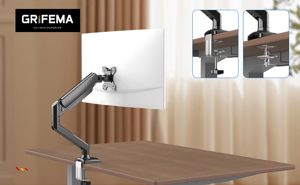 Кріплення для монітора GRIFEMA: регульована підставка для екрану 13-32 дюймів, чорний газовий амортизатор, VESA 75x75/100x100, до 9 кг