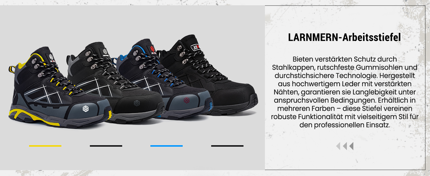 Черевики безпеки LARNMERN для чоловіків та жінок, SRC, антистатичні, з металевим носком, захист від проколів, легкі, комфортні, дихаючі, 49 EU, чорний