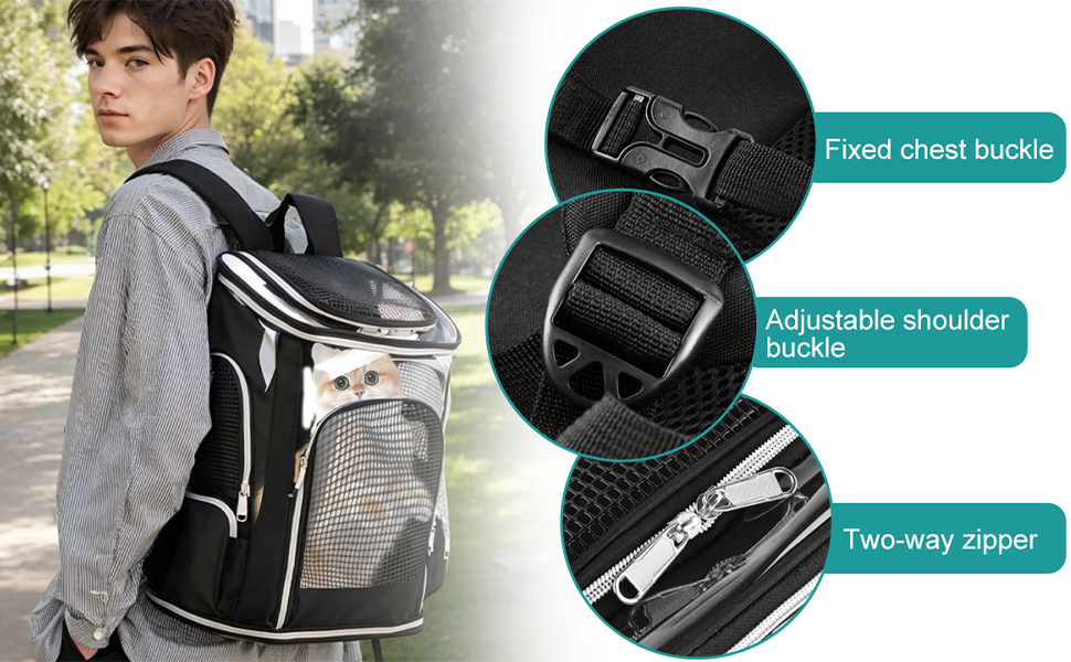 Рюкзак для кота та собаки: зручний та легкий для подорожей та прогулянок (до 9 кг), з сіткою та мискою, чорний