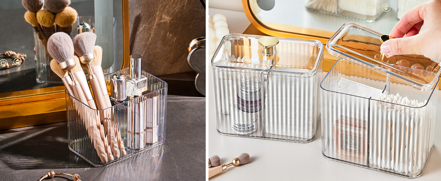 Контейнер для ватних паличок Veki з кришкою, прозорий контейнер для ватних дисків, тримач для ватних паличок для ванної кімнати, органайзер для косметики (зелений)