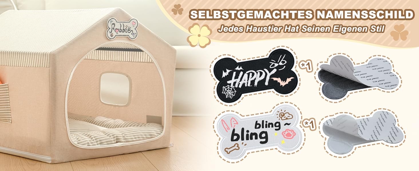Washable Folding Dog Bed & Tent - Indoor Dog House for Small Dogs (4-9kg) - Beige