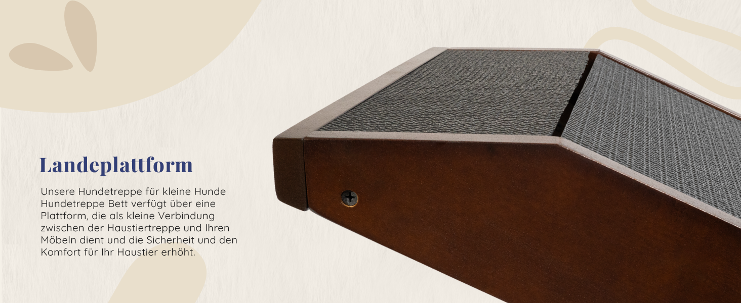 Сходинки для собак на ліжко та диван 2-в-1 - регульована рамка для собак, 18-50 см - для маленьких собак - легка переносна сходинка з платформою, натуральний колір (коричневий)