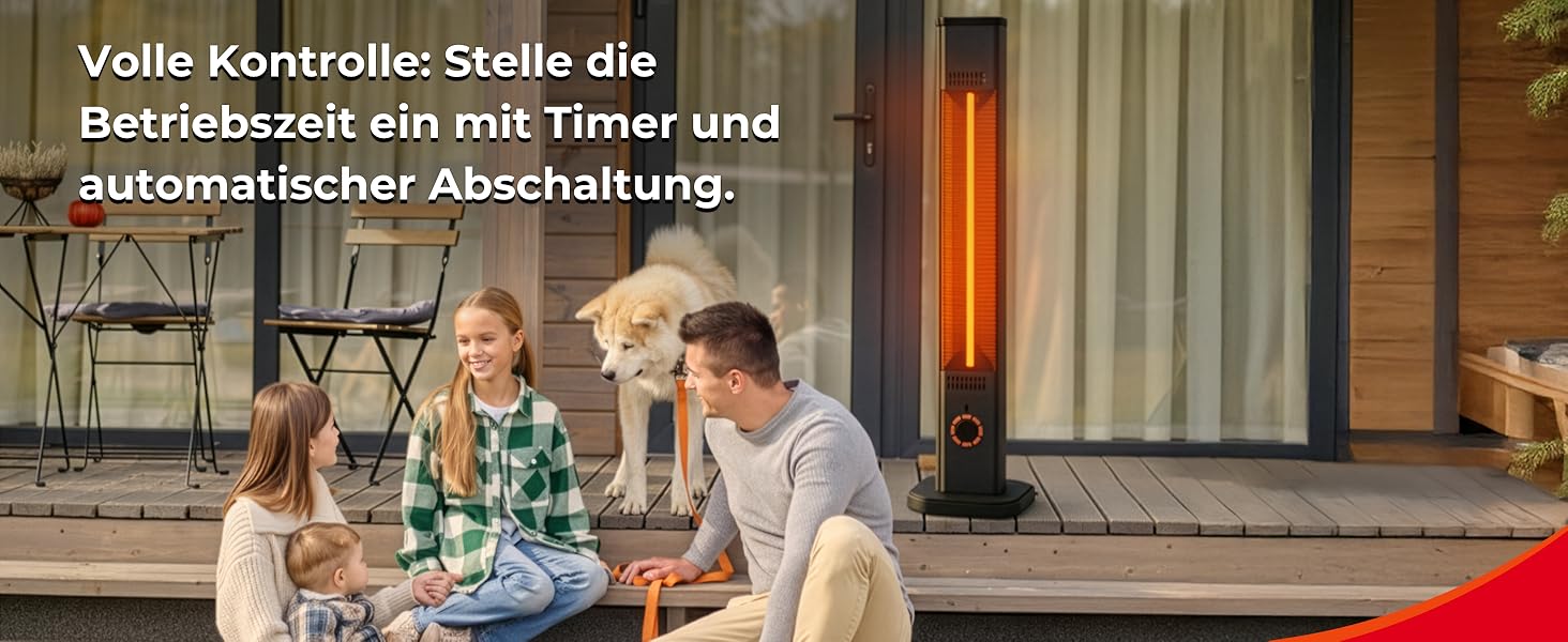 Інфрачервовий обігрівач Climative 2500W – електричний обігрівач з 9 рівнями, IP65 для тераси та приміщення, настінний, з пультом та таймером, чорний