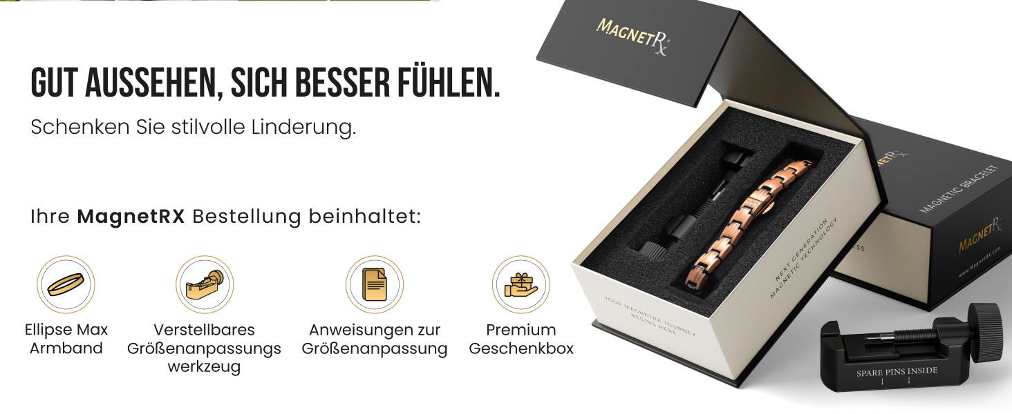 Браслет на руку чоловічий MagnetRX® з чистої міді – для магнітотерапії при артриті та тунельному синдромі – з інструментом для регулювання розміру (5X Strength - EllipseMAX (5,000 Gauss))