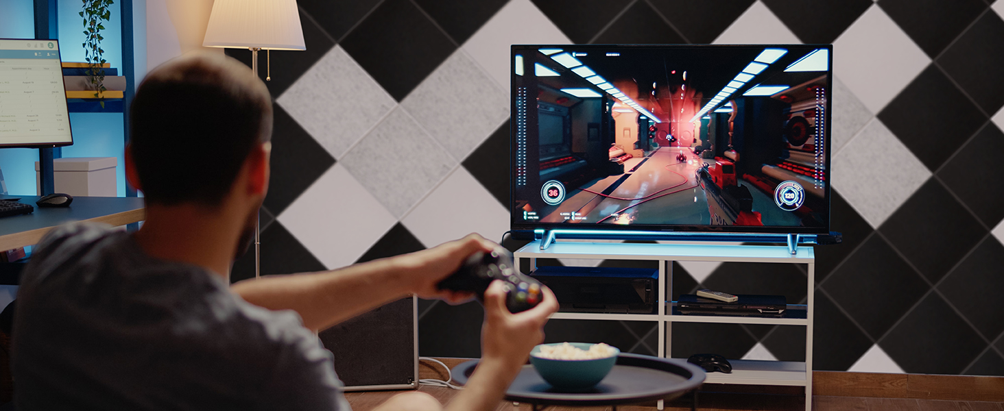 Акустичні панелі TONOR самоклеючі, квадратні 30x30x0,9 см, звукопоглинаючі плити з поліестеру високої щільності для стін, стелі та дверей, білі (48 шт)