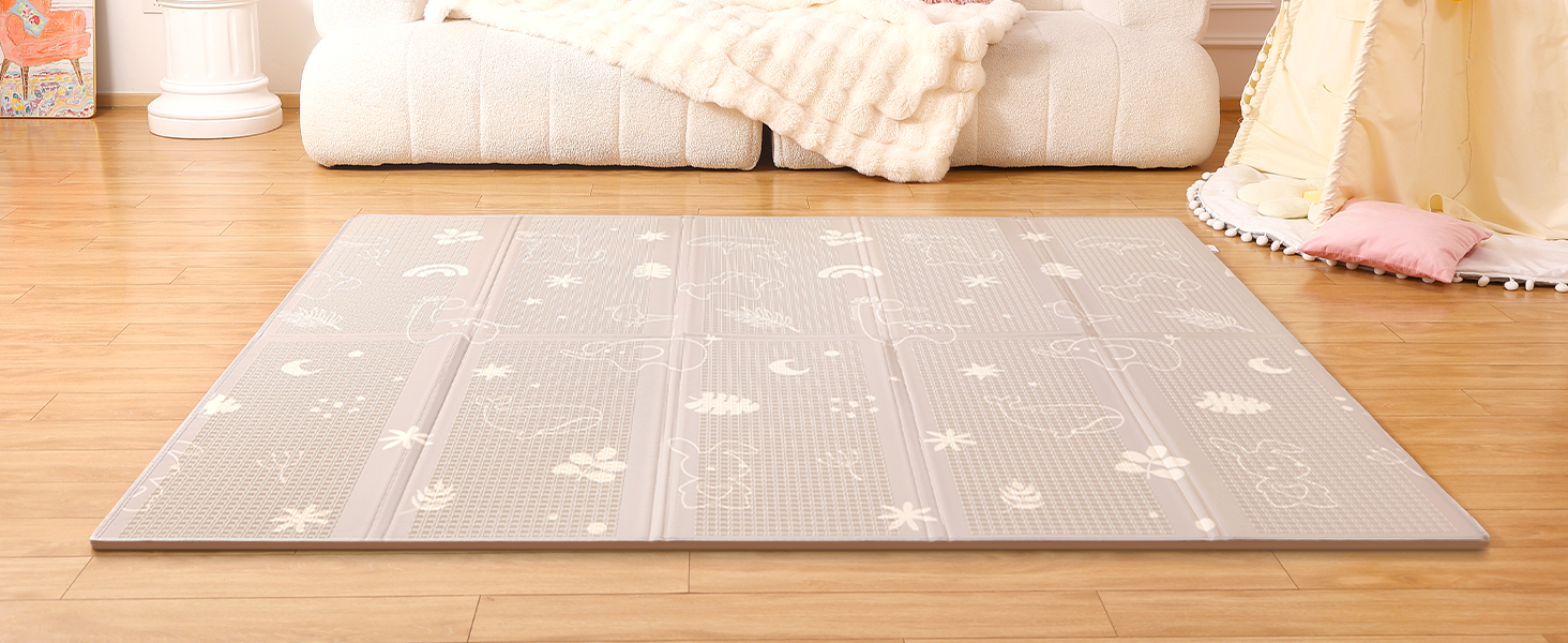 Дитячий килимок для ігор Krabbelmatte 150x180 см, складаний, водонепроникний, антиковзкий, з сумкою для перенесення - Ліс
