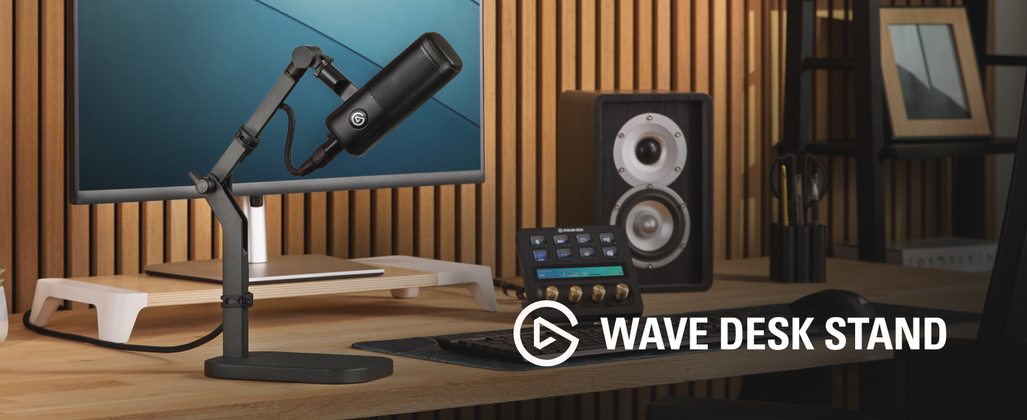 Elgato Wave Desk Stand: Регульована підставка для мікрофона, сумісна з HyperX, Rode, Fifine, Shure та іншими. Підходить для запису та подкастингу.