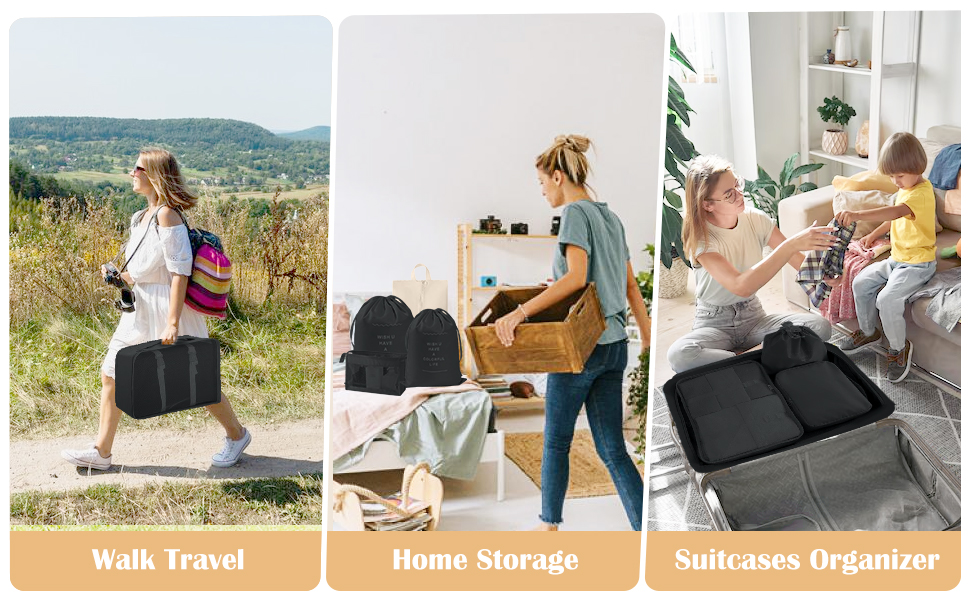 Набір органайзерів для валізи 13 шт., чорні Packing Cubes, водонепроникні дорожні органайзери для відпустки та подорожей