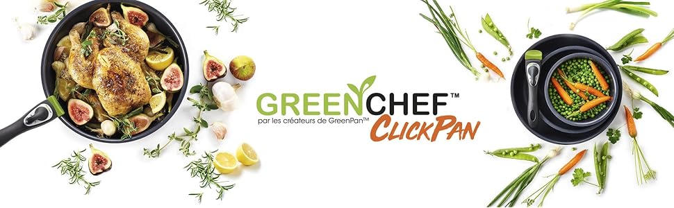 Набір каструль GreenChef ClickPan з керамічним антипригарним покриттям, 3 предмети, 16 см/1,6 л та 20 см/3,1 л, знімна ручка, PFAS-free, для індукції, посудомийної машини, чорний. 8-елементний набір посуду з каструлями та сковородами
