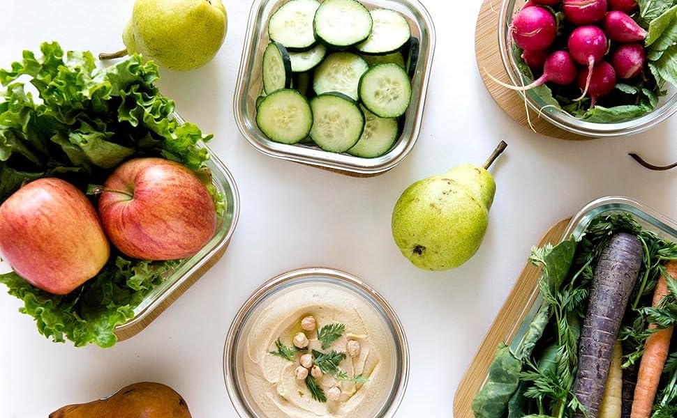 Набір контейнерів для зберігання продуктів Glas, 18 частин (9 контейнерів, 9 кришок), BPA-free, підходить для миття в посудомийній машині, мікрохвильовій печі та морозильній камері, виготовлені з скла, витікання неможливе, колір: бірюзовий