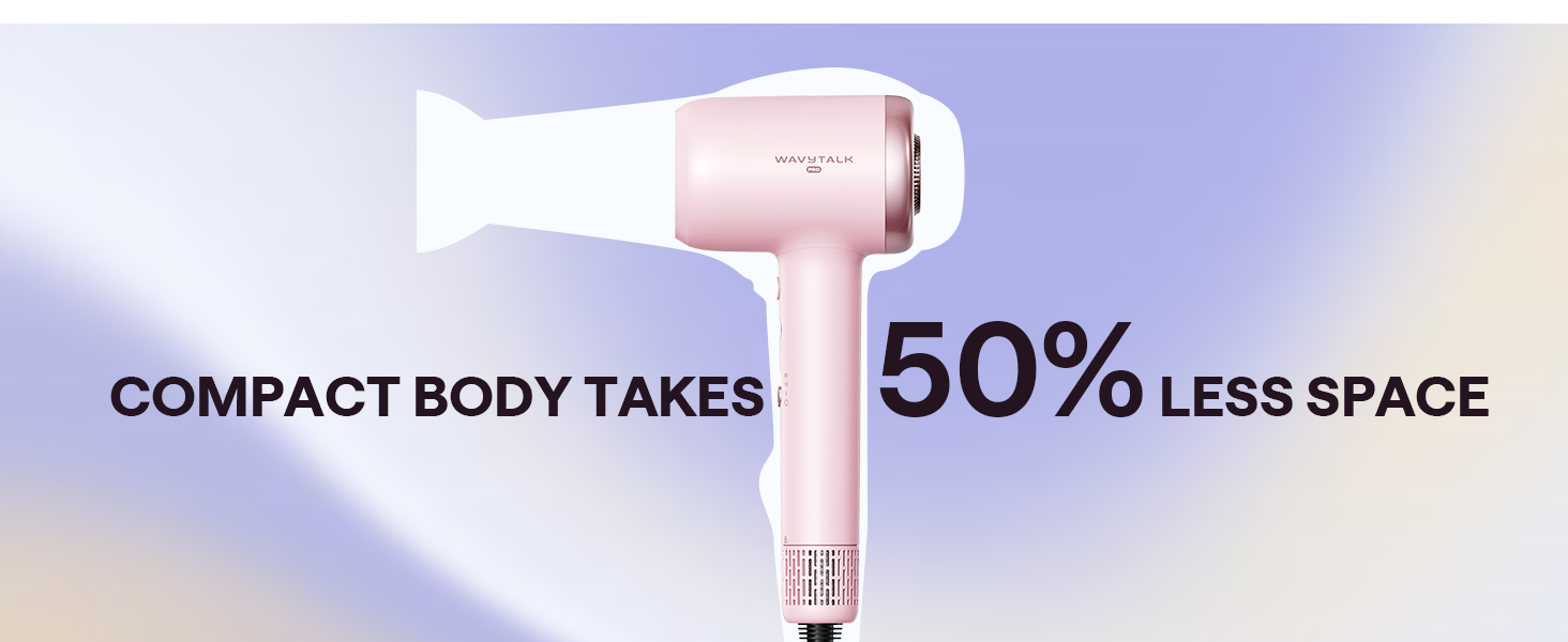 Фен Wavytalk TURBLOW PRO з дифузором: швидке сушіння, 110 000 обертів/хв, іонізація, гладкість, рожевий